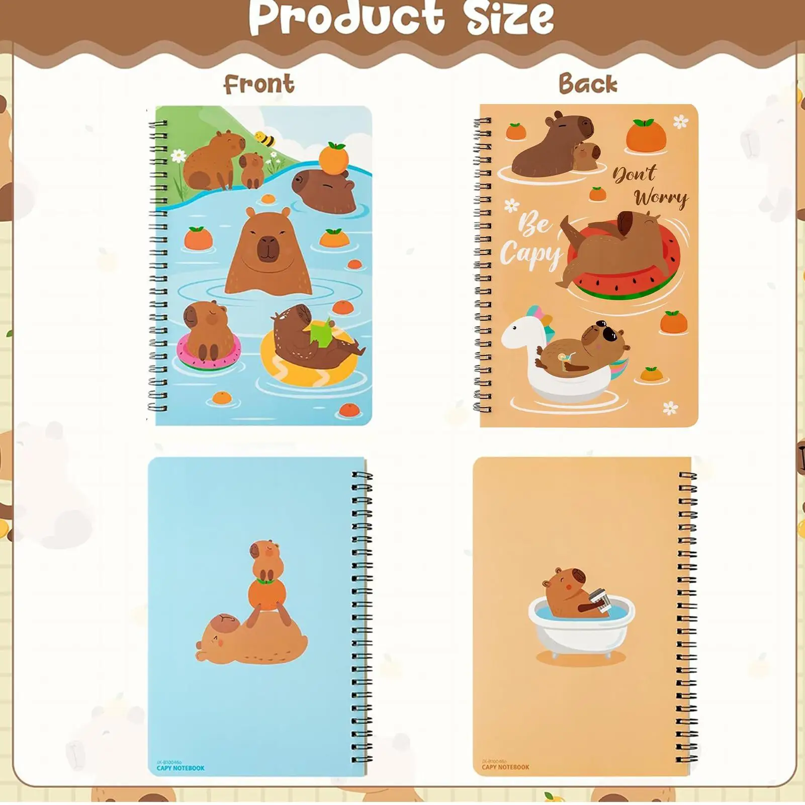 โน้ตบุ๊คโรงเรียนเกลียว A5 Travel Journal โน้ตบุ๊คเกลียว 2 ชิ้นนักเรียน Capybara-ธีมน่ารักเครื่องเขียนสําหรับห้องเรียน