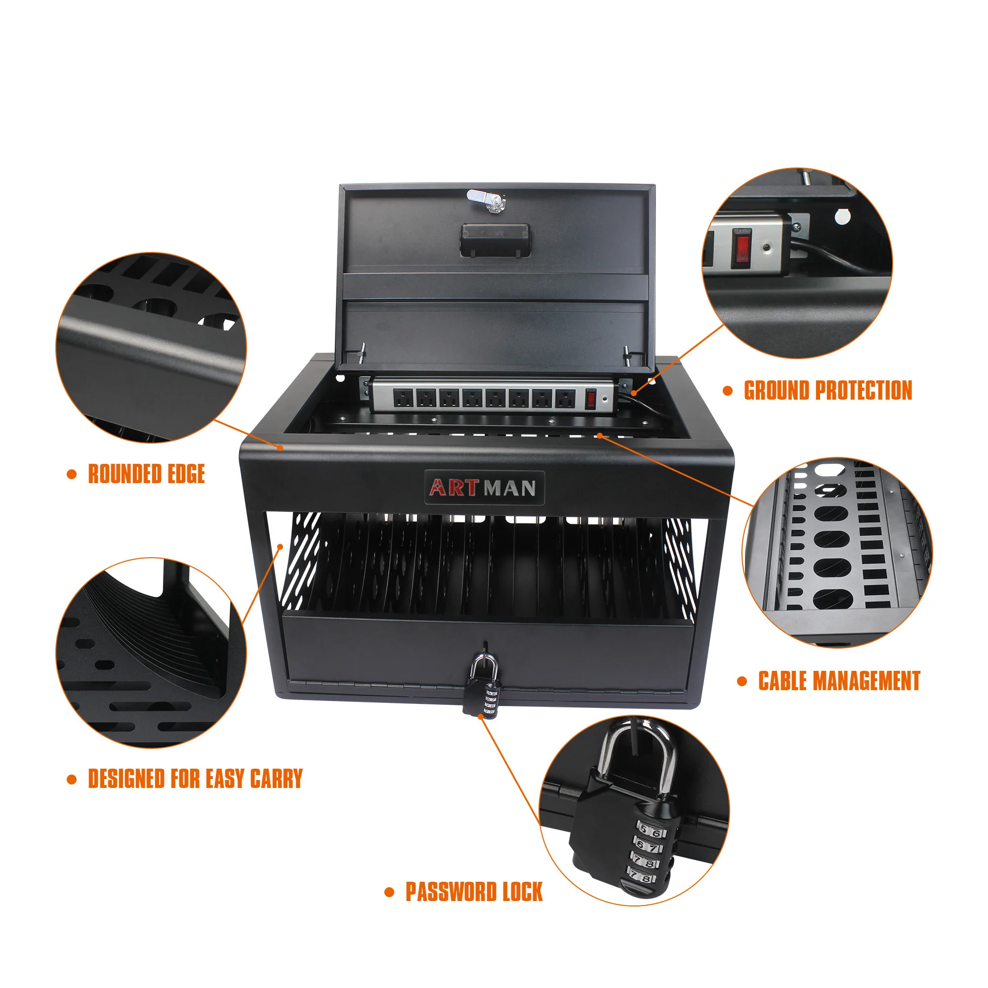 

16 Bay Charging Cabinet for Laptop,Chromebook, Locking Charging Station-BLACK
