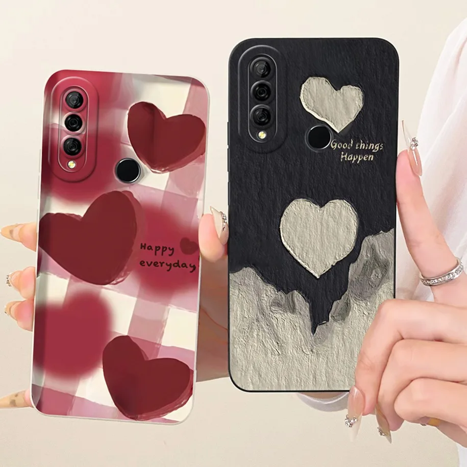 Funda para Huawei Y6P 2020 MED-LX9N, funda protectora completa de silicona suave con diseño de corazón de amor pintado a la moda para Huawei Y7p Y6p Y5p Capa
