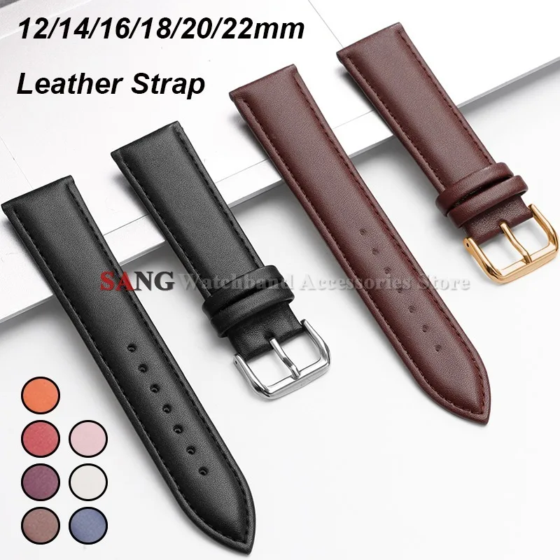 12mm 14mm 16mm 18mm 20mm 22mm Leder-Uhrenarmband Weiches Business-Armband für HUAWEI Classic für Samsung Galaxy Uhrenarmband für DW