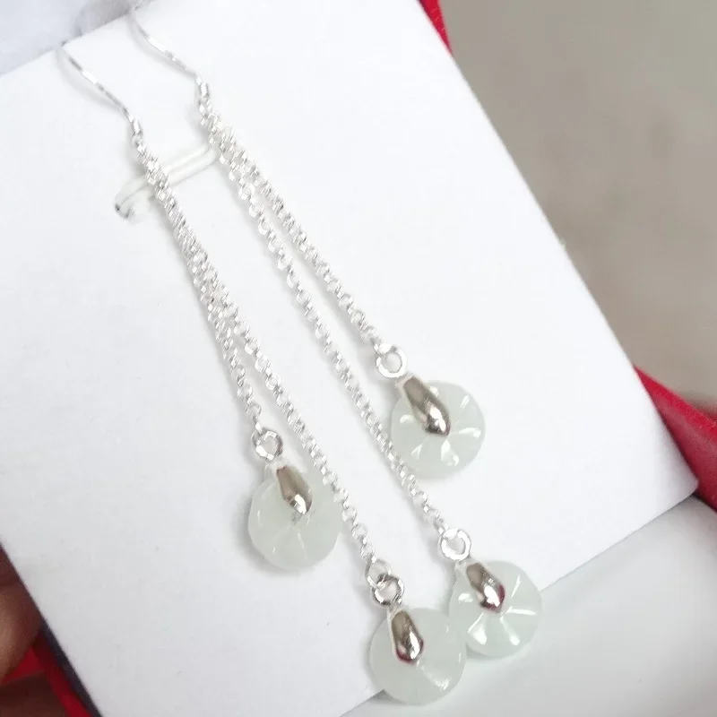 Natural Emerald Hollow bead Jade DIY Earrings Charm Jewellery Fashion Accessories Hand-Carved Man woman Luck Amulet Gifts HOT