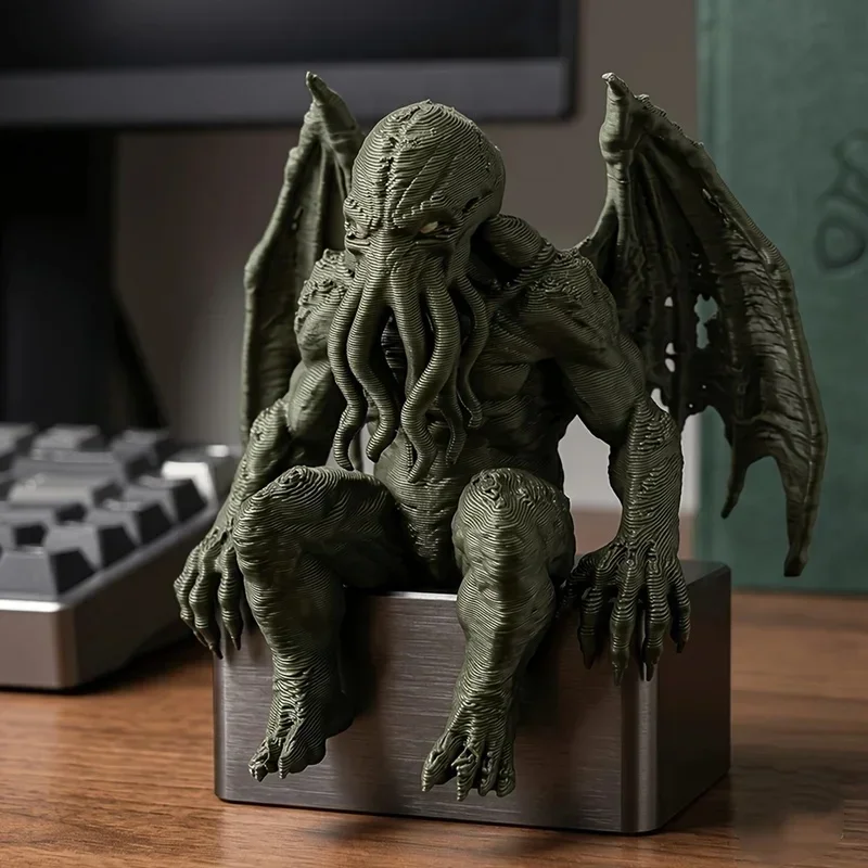 1 Pack Winged Octopus Figurine 3D Printed Dark Myth Statue Creative Tabletop Ornament Office Desk Decor Holiday Collectible Gift