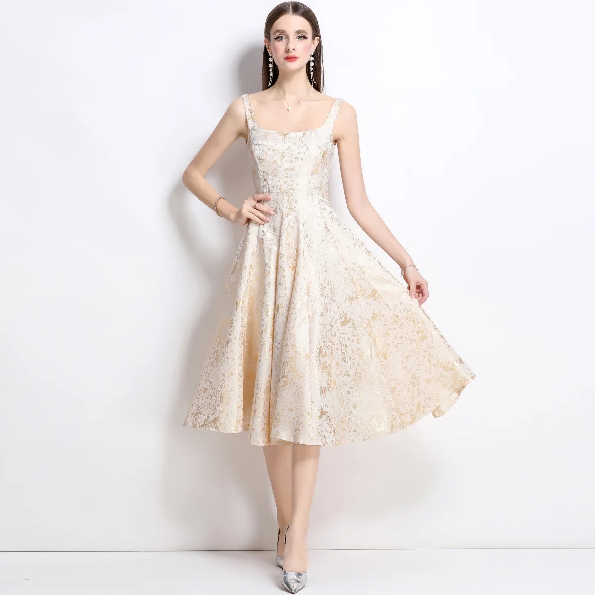 2025 Spring Summer Elegant Satin Dress for Women Sexy V Neck Backless Slip Dress Evening Party Maxi Dress