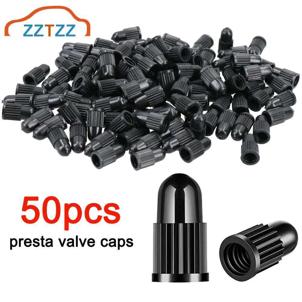 50 Pieces Bicycle Presta Valve Cap Plastic Presta Cycling Valve Cap Bicycle Bike Tire Caps French Style Cap Dust Covers