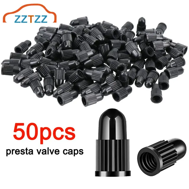 50-częściowa nasadka zaworu rowerowego Presta Plastikowa nasadka zaworu rowerowego Presta Nakładki na opony rowerowe Czapka w stylu francuskim Osłony przeciwpyłowe
