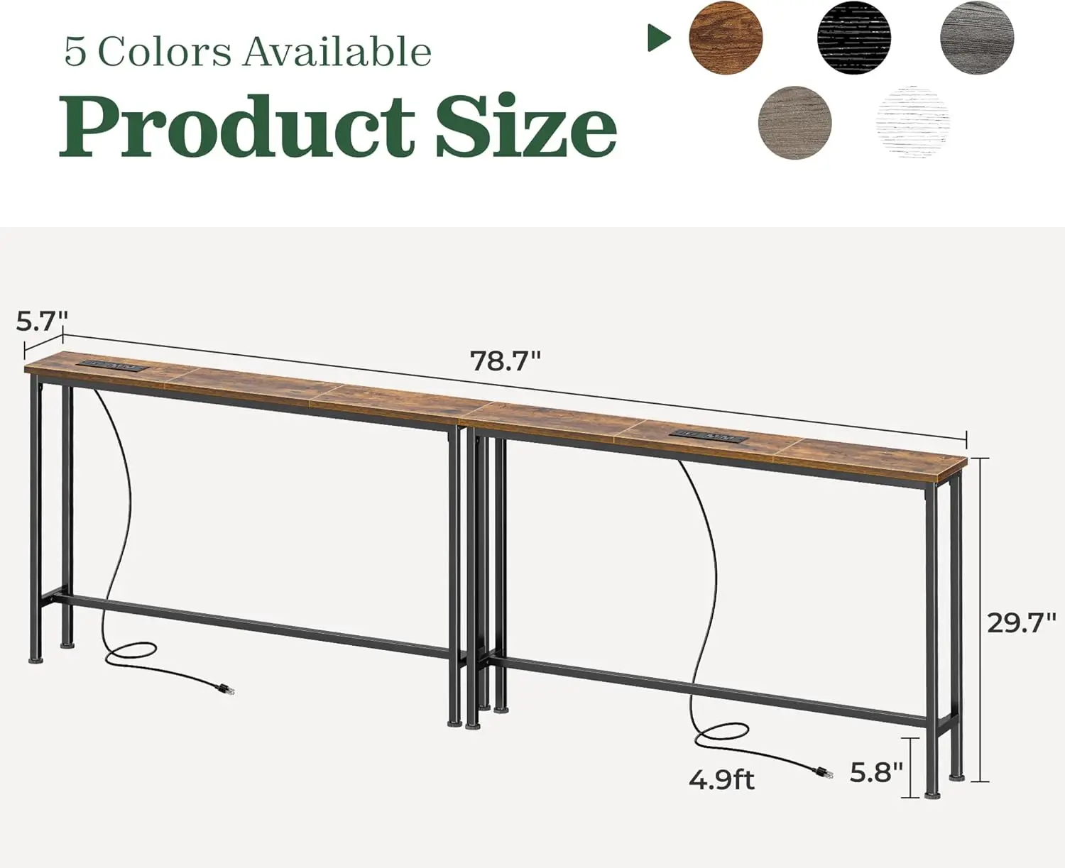 

78.8 inch Narrow Console Table with Outlet, Sofa Table Set of 2, Behind Couch Table, Long Entryway Tables·Factory Direct Sales
