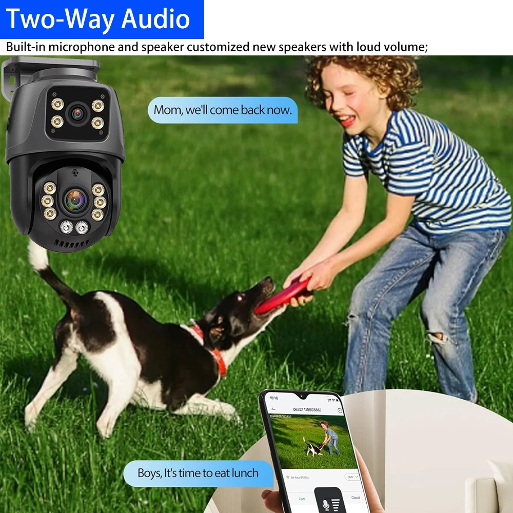 Xmeye 16CH 8MP POE Safety System With 8MP Dual Lens Dual Screen PTZ IP Camera Outdoor 2-Way Audio 4K NVR Kit Color Night Vision