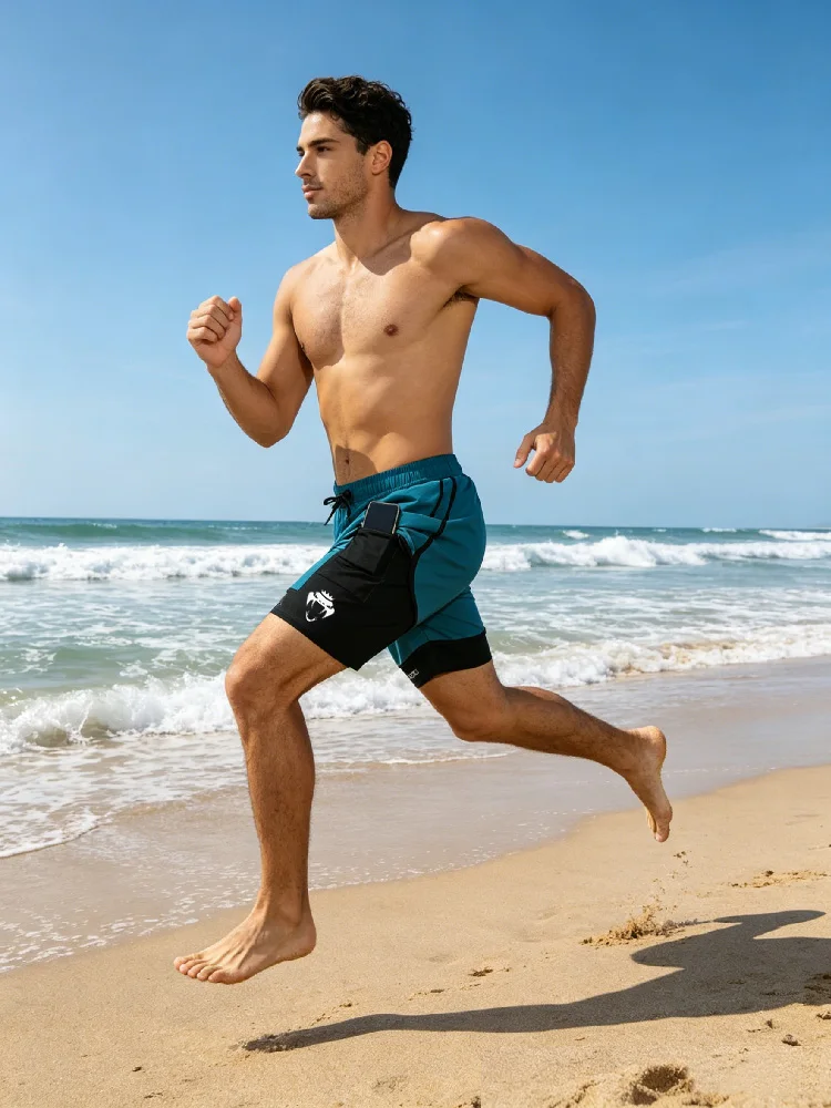 Men's 2-In-1 Fitness Shorts Elastic Compression Athletic Quick-Drying and Comfortable Elastic Breathable Summer Gym Casual Wear