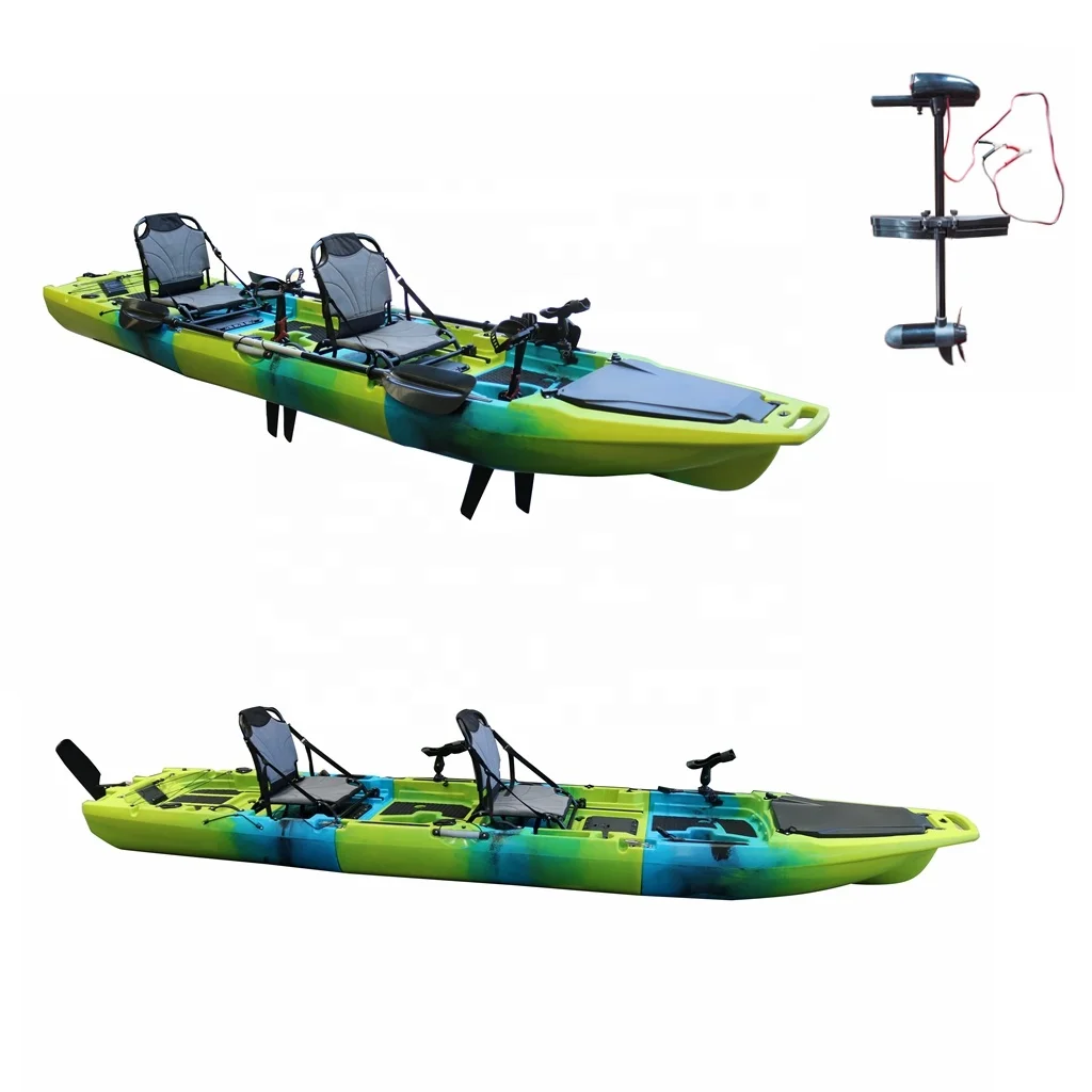 Image 4: Kayak de pêche modulaire en plastique dur à double pédale pour 2 personnes de 14 pieds avec système d'entraînement à pédale pour une utilisation dans les eaux marines