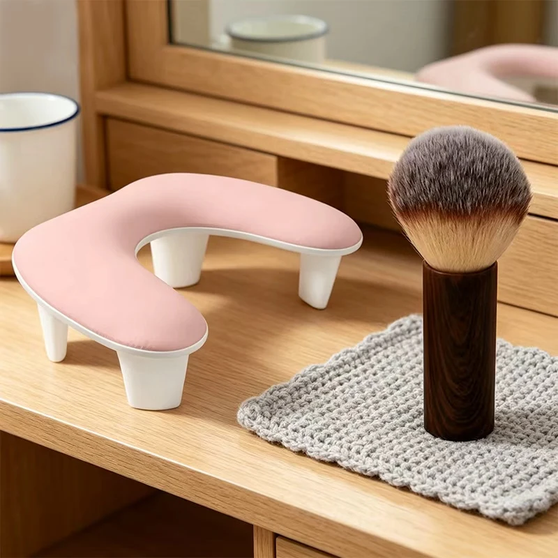 U-Shape Butterfly Nail Hand Rest Set with Brush & File, Comfort Leather Wrist Support, Foldable Manicure Pillow Stand