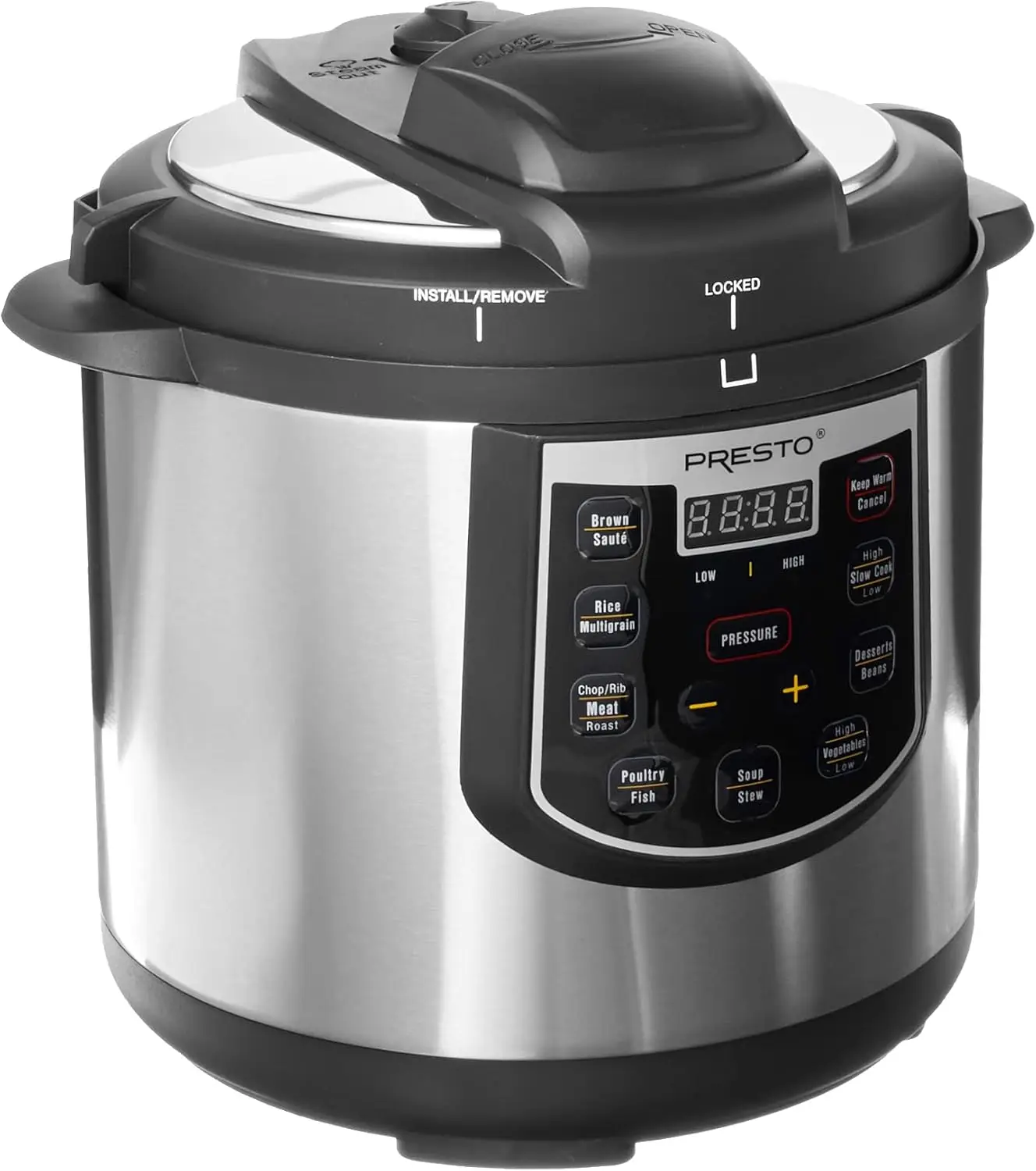

02141 6-Quart Electric Pressure Cooker, Black, Silver, Stainless steel