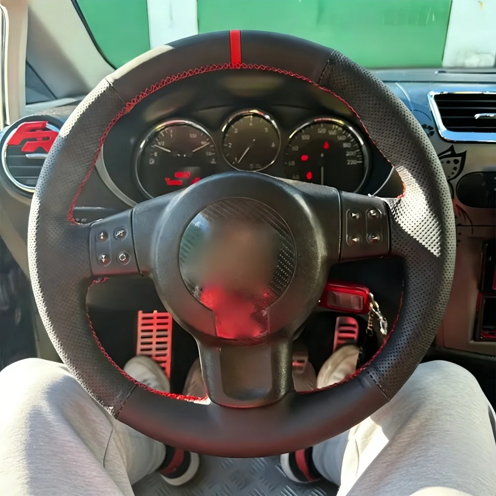 Hand Stitched Black Wear Resistant Artificial Leather 2006-2008 Ibiza (6L) 2007 Steering Wheel Cover For Seat Leon (Mk2)