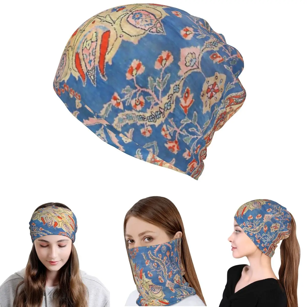 

Persian Sultanabad Antique Rug Print Bandana Neck Gaiter Face Scarf Multifunction Headwear Beanies Hat Unisex Adult Breathable