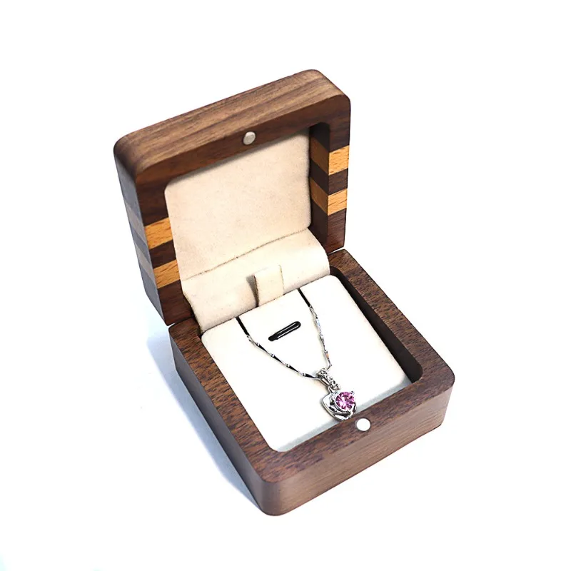 

Black walnut pendant necklace box, jewelry packaging jewelry wooden box