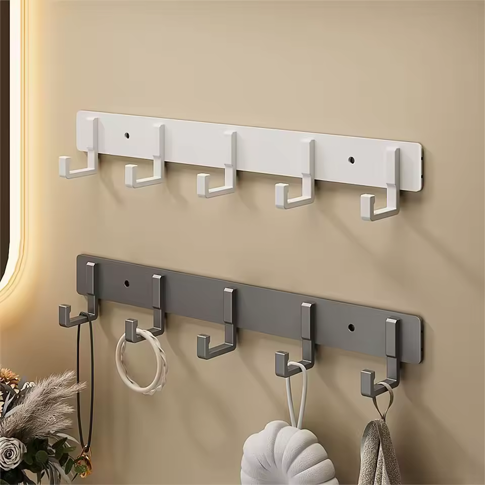 Cabide de parede doméstico, Ganchos pretos para pendurar roupas, Cabide de toalha, Robe Hook, Acessórios de cozinha pesados