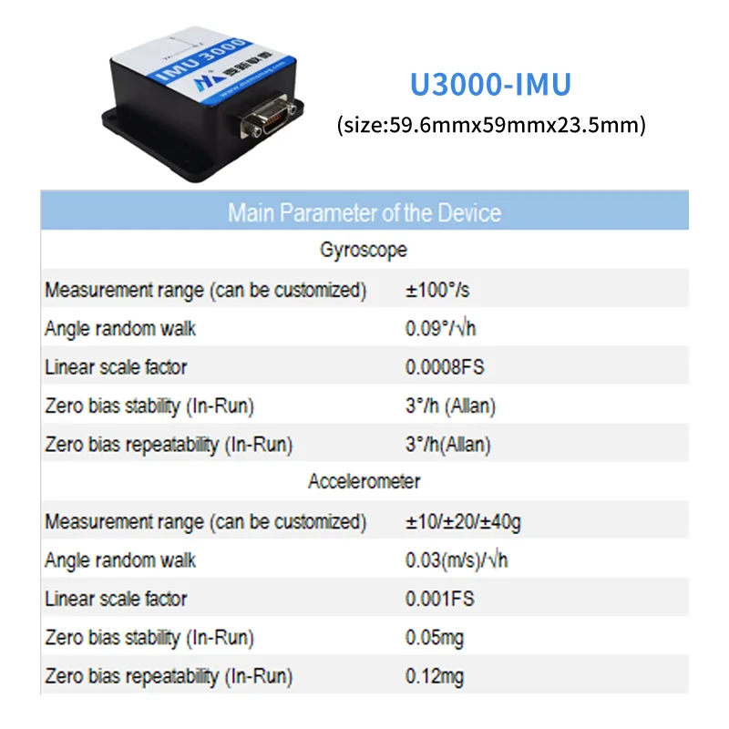 High accuracy Zero bias instability(in Run) 3 deg/H Robus and Low weight MEMS unit of inertial measurement imu