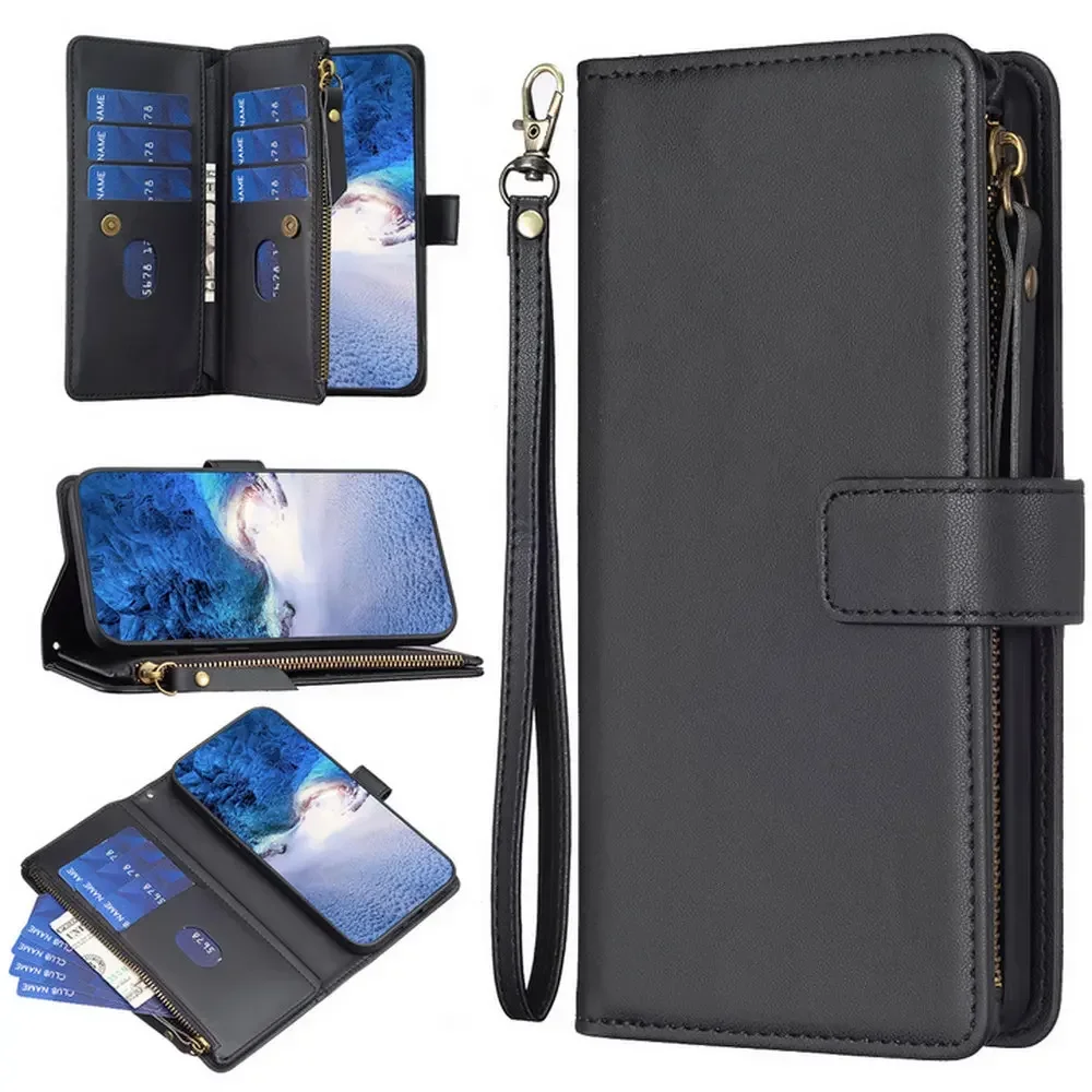 

G14 G53 G73 5G Flip Case For Motorola Edge 40 Multi Card Zipper Wallet Leather Cover Moto G13 G14 G23 G53 Y G53J G73 E13 Funda