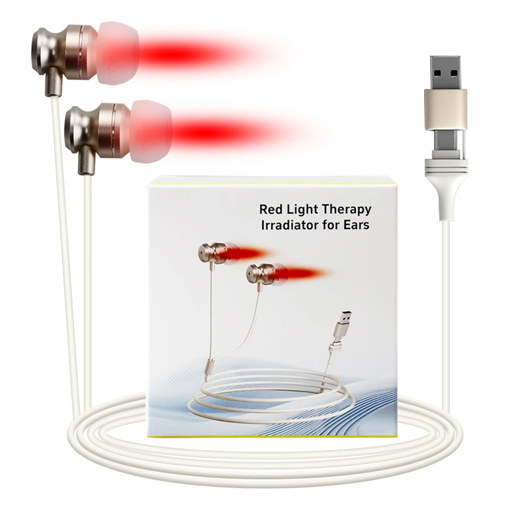 650nm Red Laser LLLT Ear Device Tinnitus Otitis Media Hearing Loss Sleep Hypertension Diabetes Therapy Physical Treatment Tool