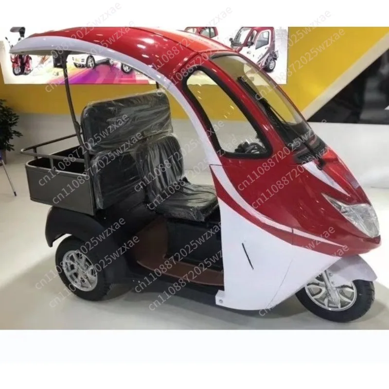 With shading roof passenger and cargo semi-closed adult electric tricycle elderly scooter 800W view 4
