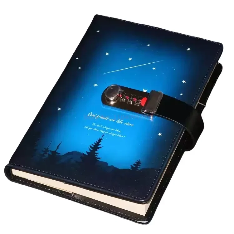 PU Leather Notebook Diary New Password Lock Notebook Creative Diary Notebook 130 Pages 260 Pages Student Secret Custody