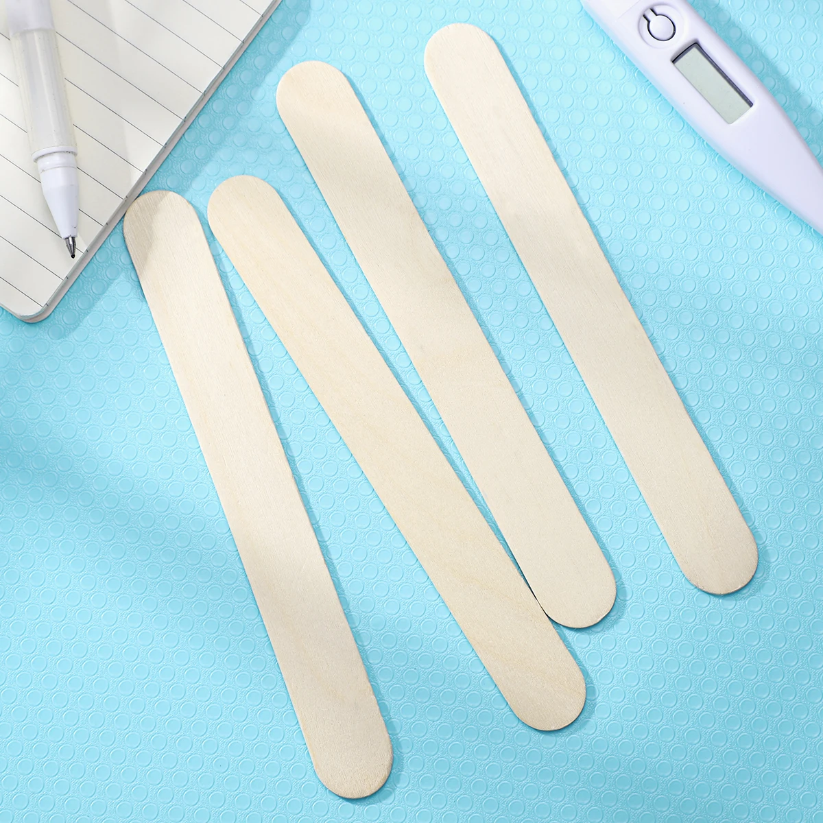 50 قطعة أداة توزيع الشمع العصي إزالة الشعر ملعقة خشبية للشمع 15x1.8 سنتيمتر خافض اللسان أداة إزالة الشعر