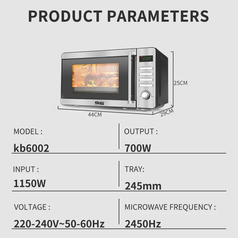 Elektrische Forno LED digitaal paneel DSP keuken snel koken magnetron met LED roestvrijstalen display aanrecht 20L 700 220