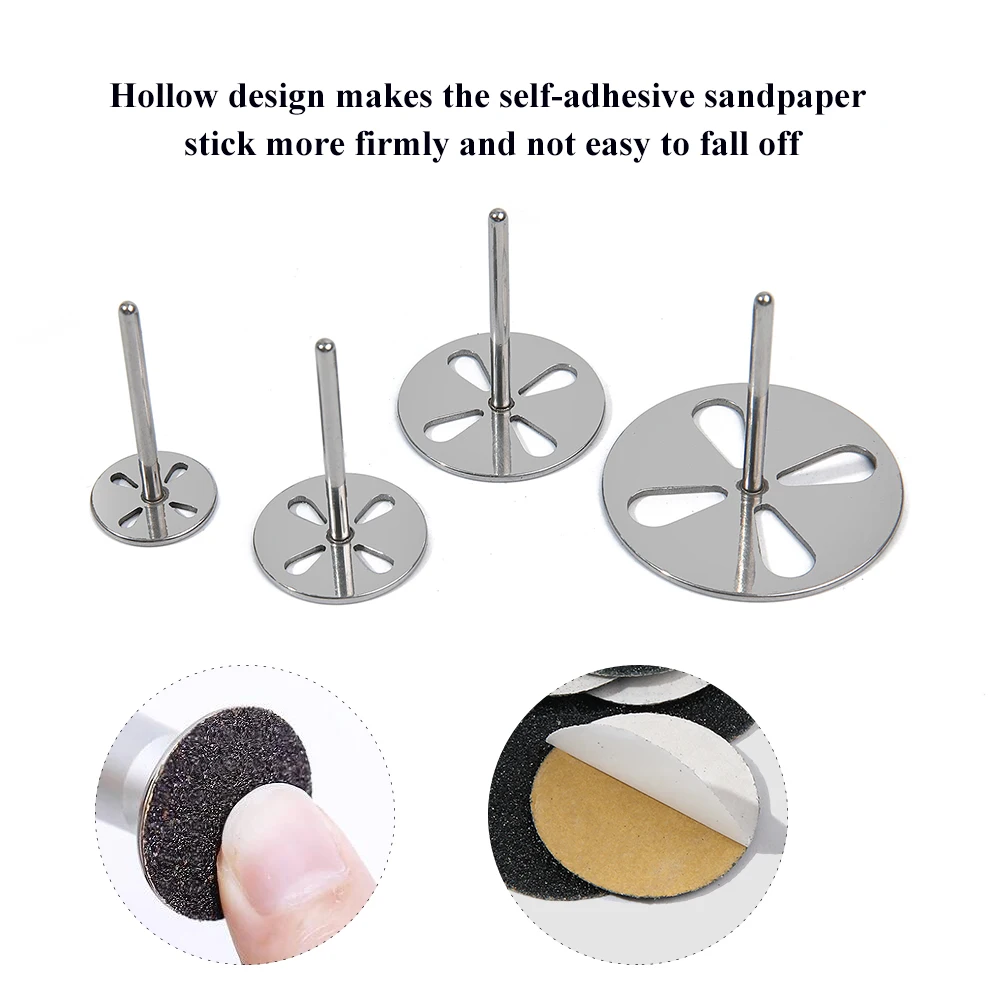 Accesorios de brocas para uñas, disco de papel de lija de acero inoxidable, disco de Metal redondo de 3/32 ", 10mm,15mm, 20mm,25mm,35mm