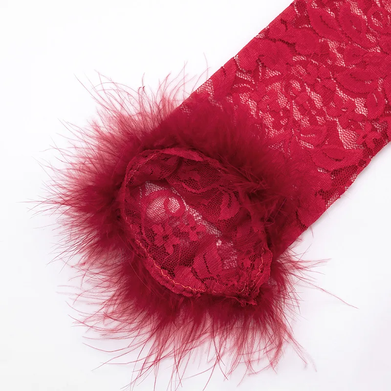 Feathers Spliced Cross Lace Ruched Bodycon Mini Dress Women Fashion Sexy O Neck Long Sleeve Slim Party Clubwear Christmas Outfit