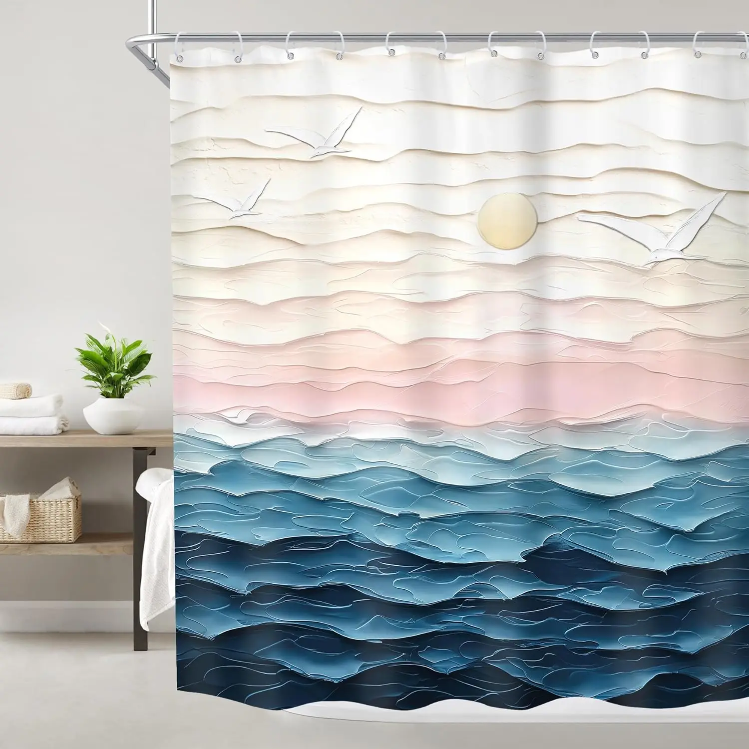 مجردة الأزرق شاطئ دش الستار النفط اللوحة المحيط موجة البحر الوردي الأصفر غروب الشمس شروق الشمس الصيف هاواي مشهد الطبيعة النسيج