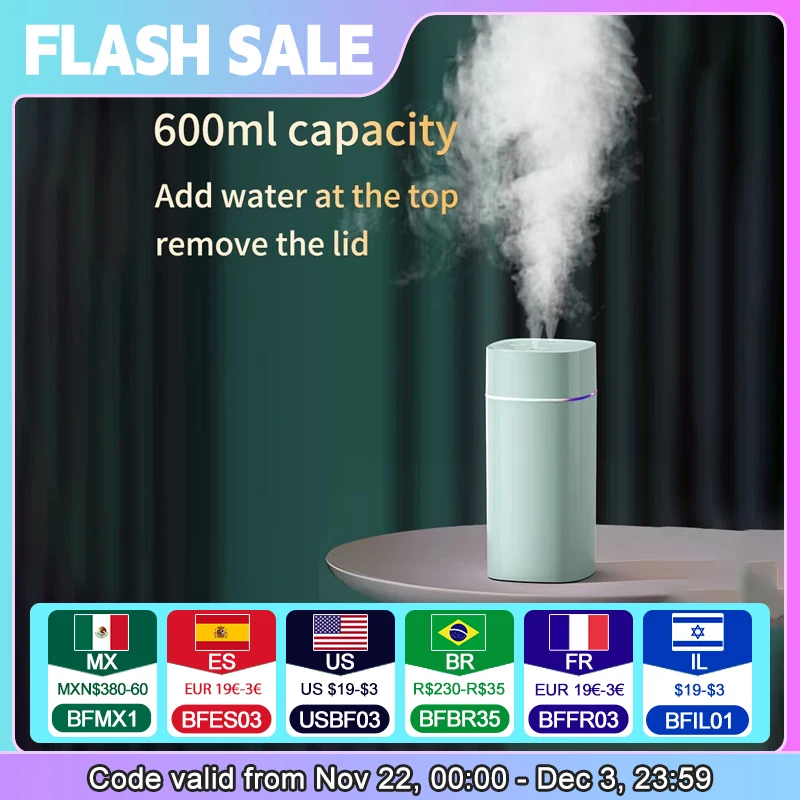 Creative Dual Nozzle Humidifier Desktop Home Bedroom Car Aromatherapy Silent Air Humidification Usb 7 Color Ambient Light