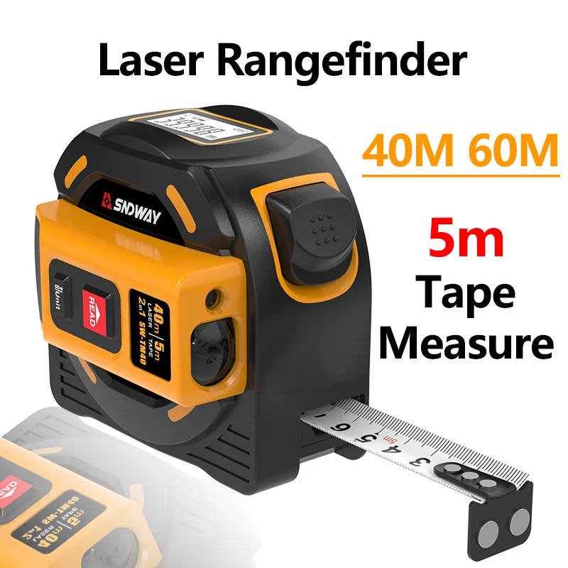 Laser Rangefinder 2-in-1 Digital Tape Measure 40/60M Distance Meter 5m Retractable Tape Range Finder Laser Distance Meter Ruler