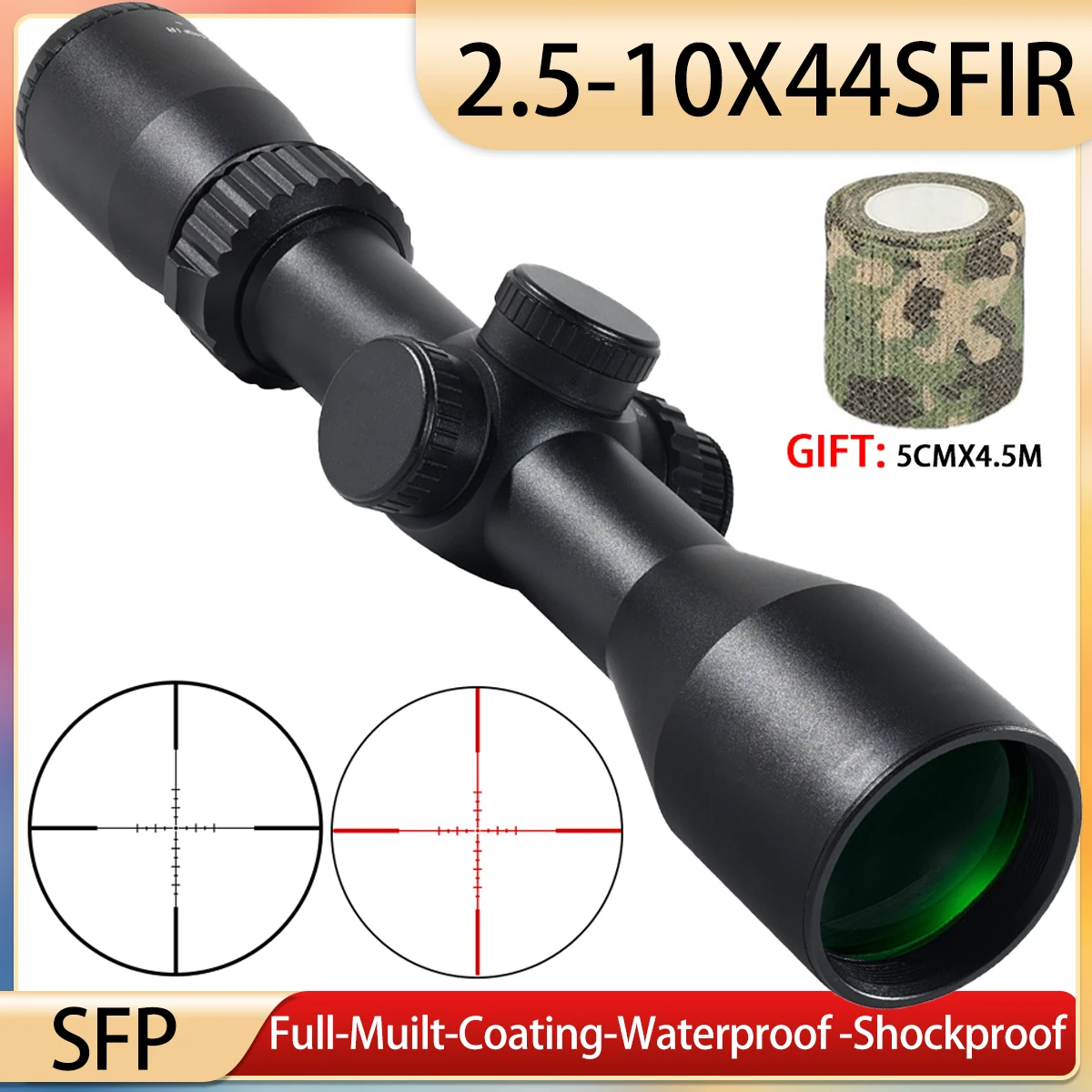 

Tactical Scopes 2.5-10x44SFIR Sniper Rifle Scope Cross-Hair Reticle Airsoft Optical Sight Second Focal Plane Hunting Riflescope