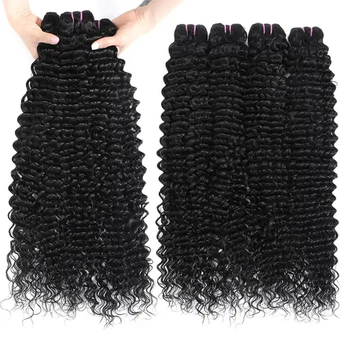 Imagen 2 del producto Extensiones de cabello humano rizado de 10-32 pulgadas, 100% cabello humano brasileño sin procesar, 1/3/4 mechones para mujeres, mechones gruesos 12A