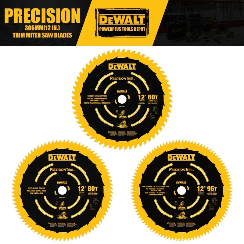 

DEWALT DW3216PT DW3232PT DW7296PT 305MM(12 in.) Precision Trim Miter Saw Blades 60T 80T 96T Power Tool Accessories