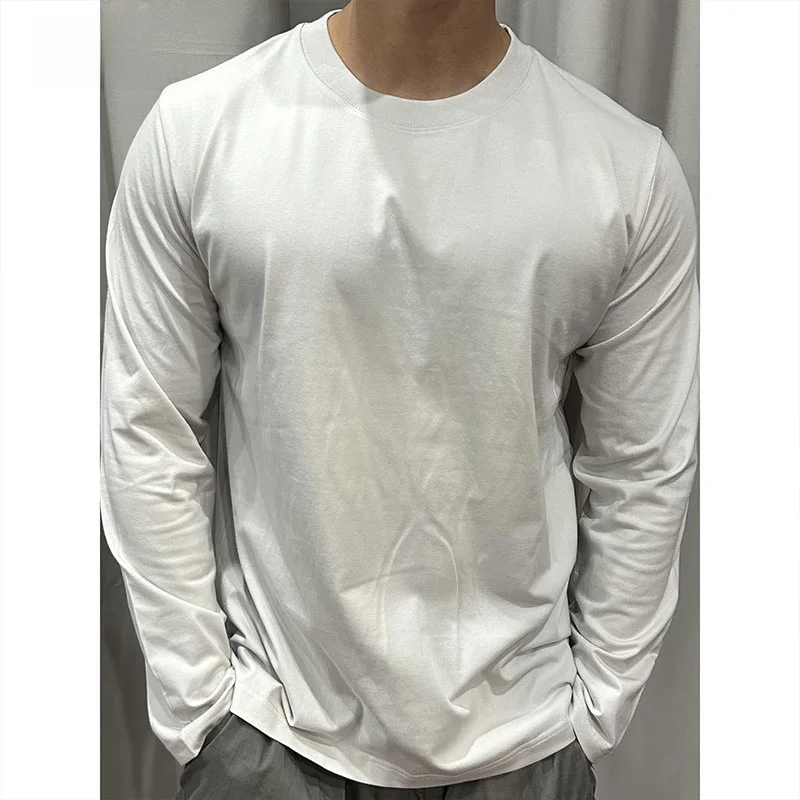 

Pure Cotton Long Sve round Ne T-irt Men's Slim Fit Base irt Trendy Brand Sport Fitn Casual Comfortable Autumn Win...