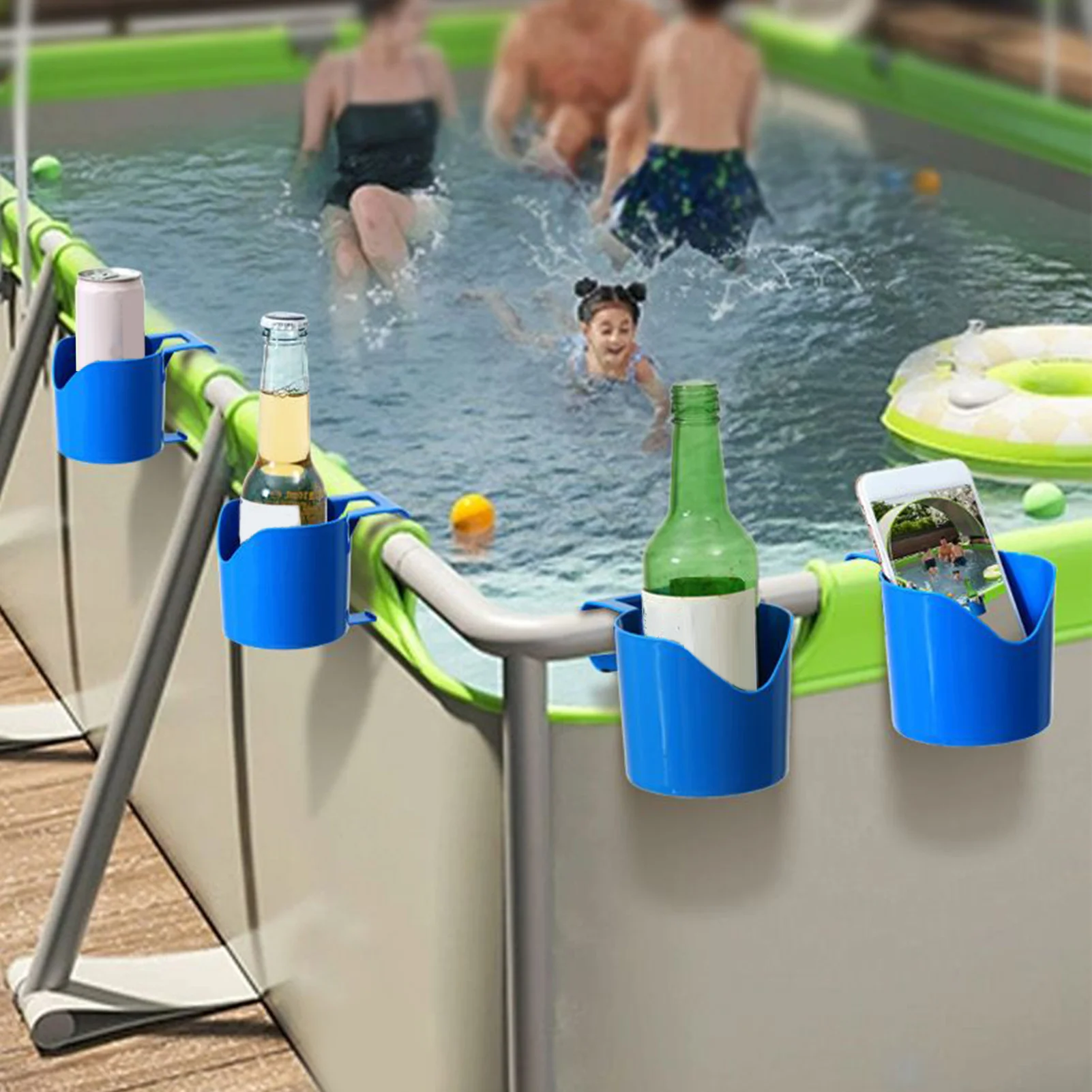 Heavy Duty Poolside Cup Holders Universal Round Poles Above Ground Pool Spill Holder Durable Outdoor Rack Patio Beach Party Use