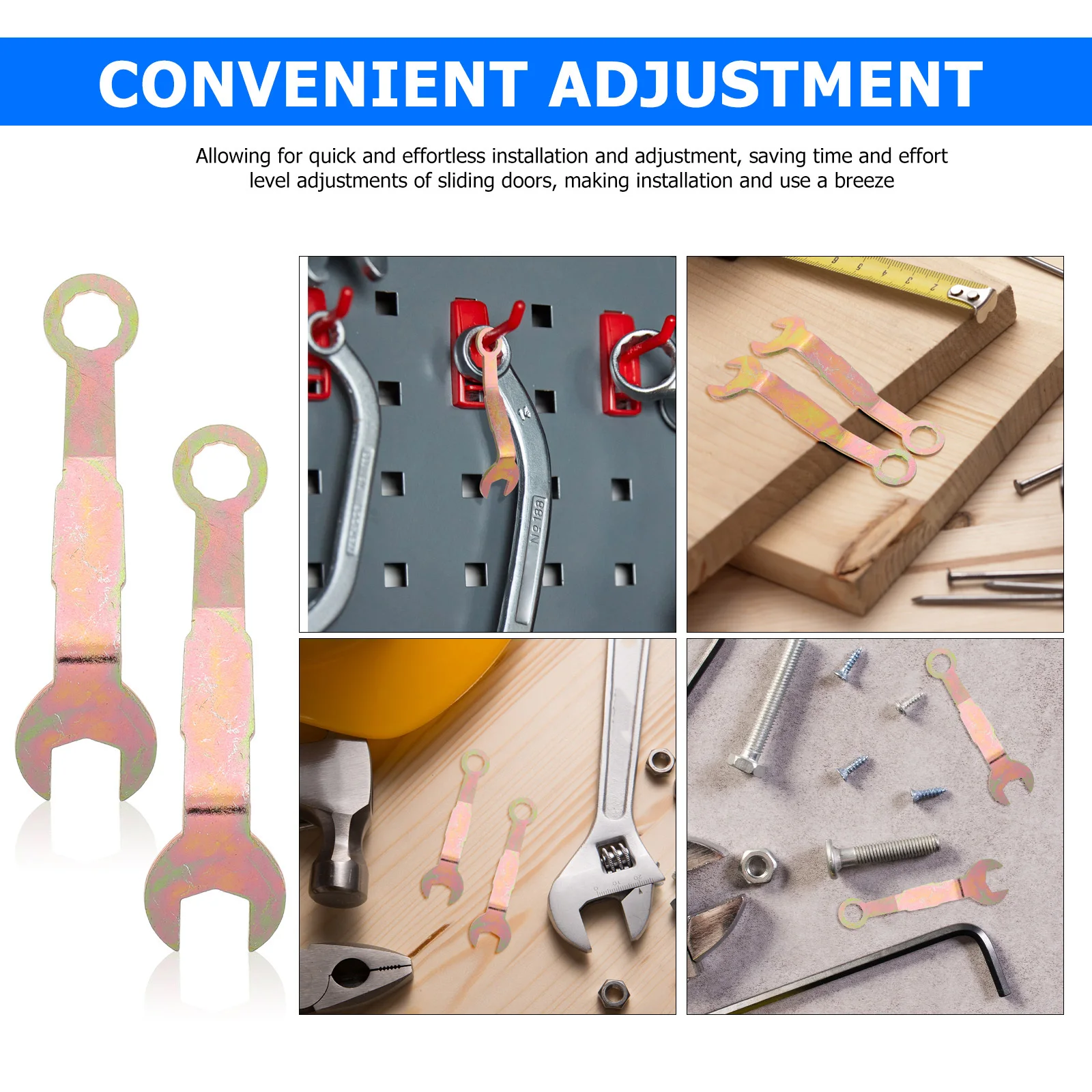 2 قطعة مفتاح الباب المنزلق 3/8 بوصة الذهبي أداة تعديل المدمجة لجيب الباب شماعات محاذاة إصلاح المفك خزانة أضعاف #4