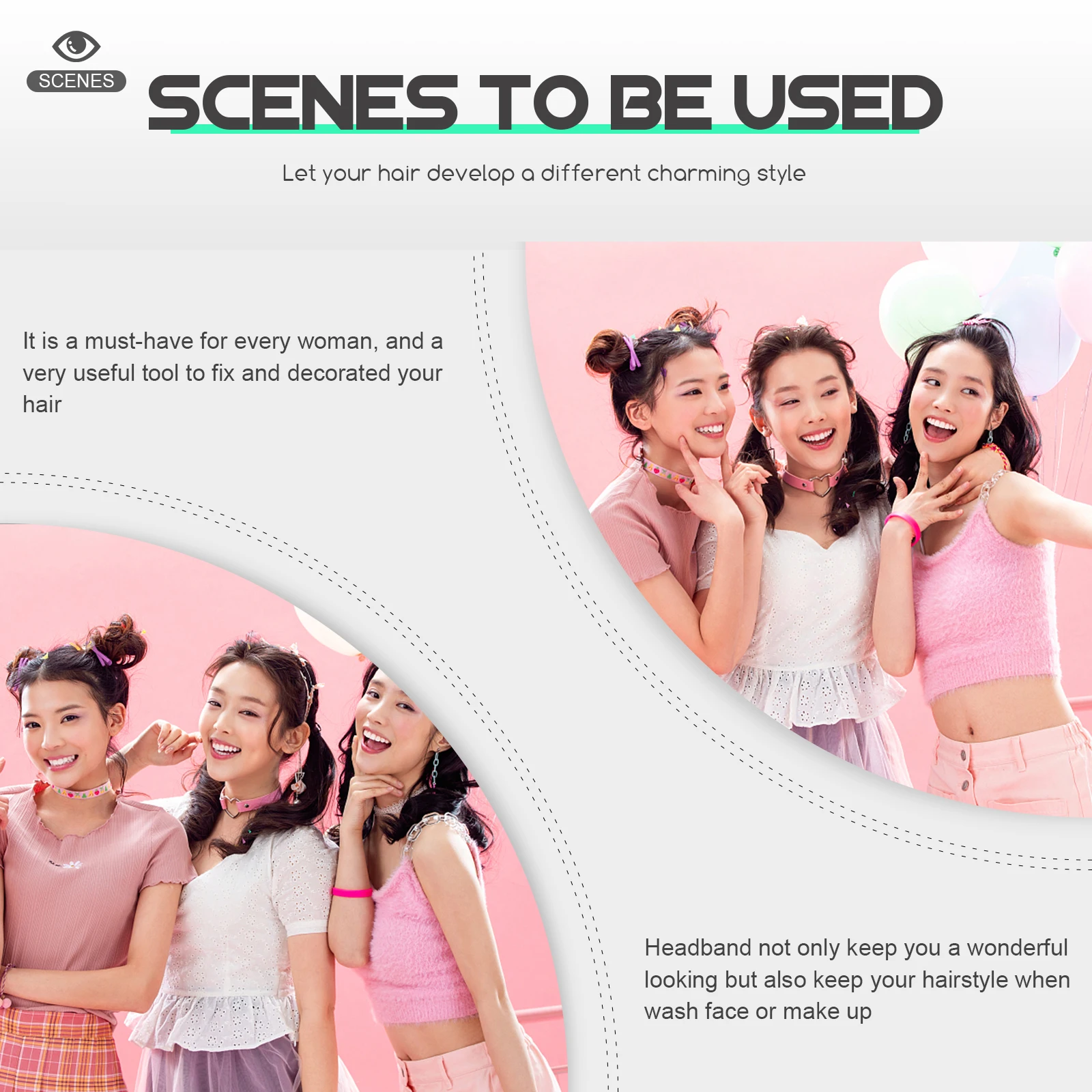 

5Pcs Headband Simple Covered Solid Color Thin Hair Hoops Women Hair Clip Party Family Gathering Accessory