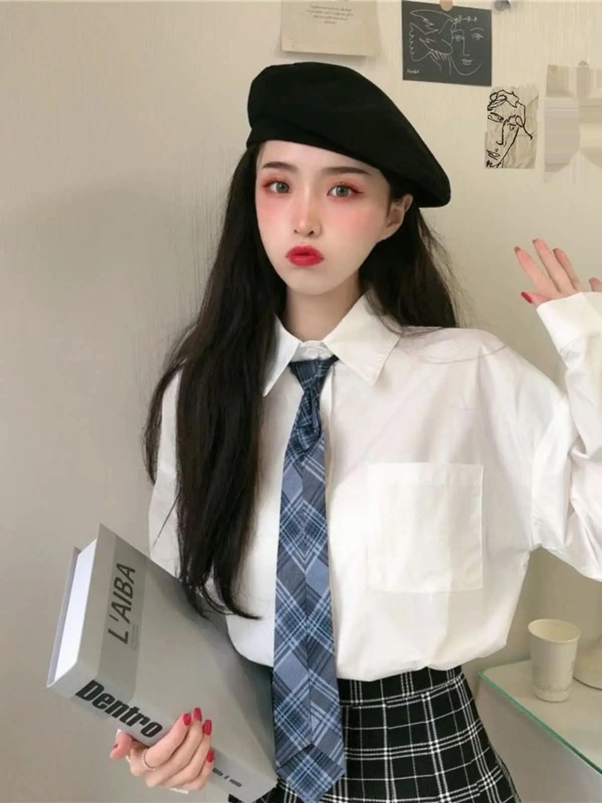 

White Women's Spring Summer 2026 New Loose Inner Wear Style Top Jacket Versatile JK Shirt Sweet Style Collar Long ...