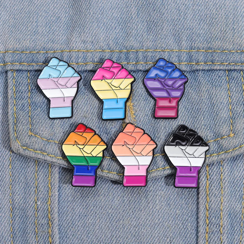 Rainbow Fist Enamel Pin Feminism Protest Resistance Brooch Lapel Clothes Backpack Badge Jewelry Decoration Women Unsix