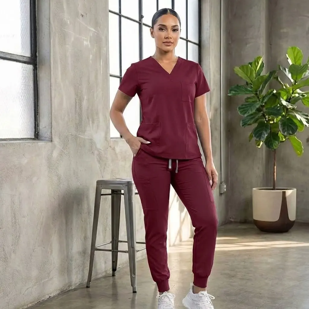 Komplet medyczny Comfort-Fit w rozmiarze plus size - Wytrzymały, nadający się do prania strój medyczny z dekoltem w kształcie litery V dla mężczyzn, kobiet, lekarzy i pielęgniarek