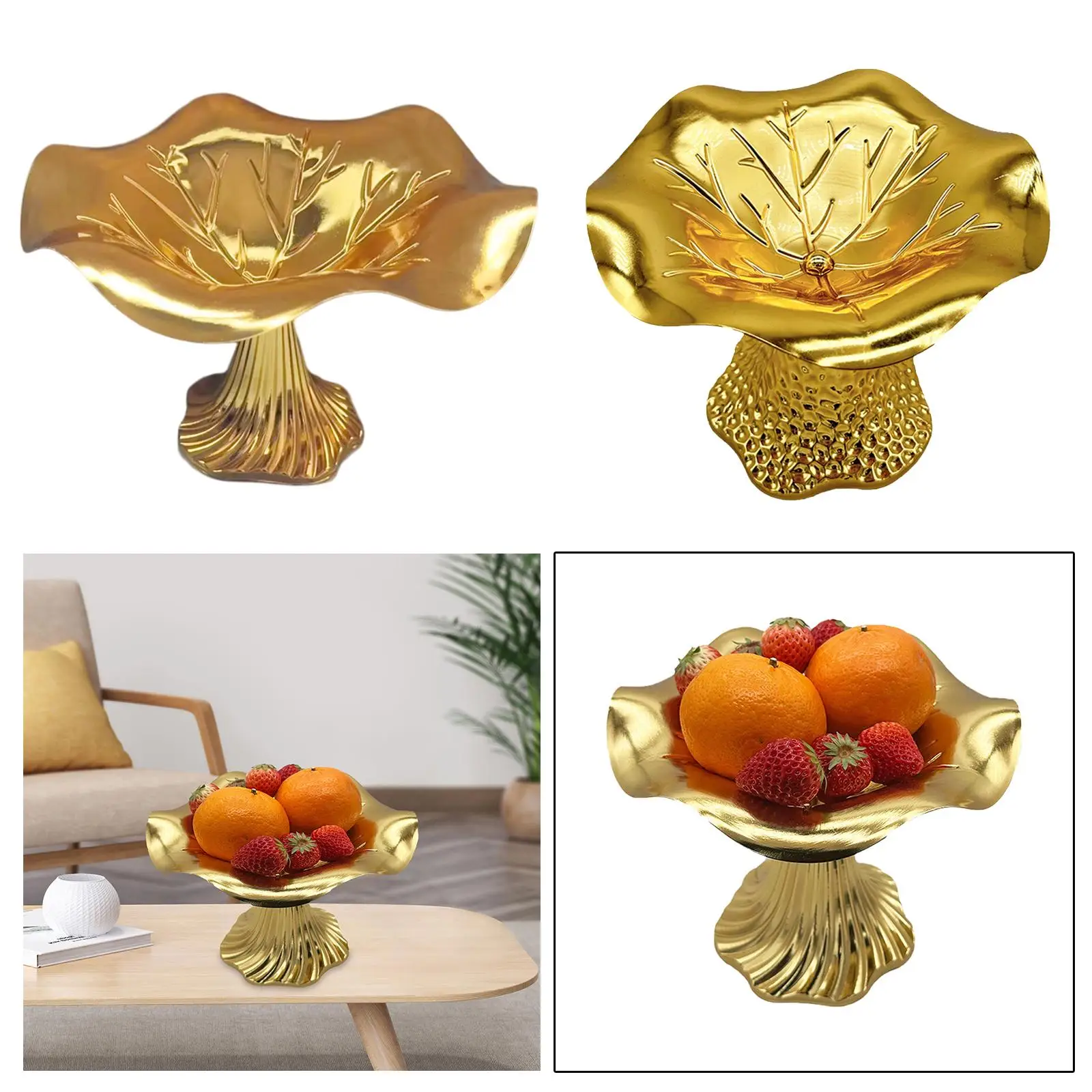 Alloy Dish Holder Fruit Plate Decorative Bowl for Home Farmhouse