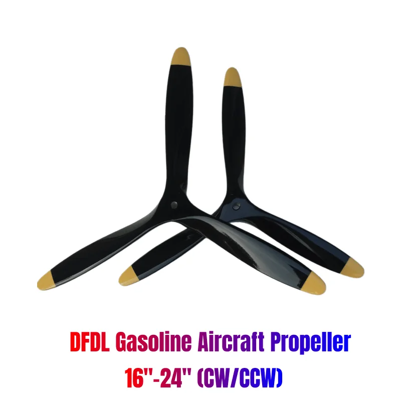 DFDL 17x10 18x12 19x10 20x10 22x12 CW/CCW 3-Blade Colour High Quality Beech Wooden Gasoline Propellers For Gasoline Aircraft