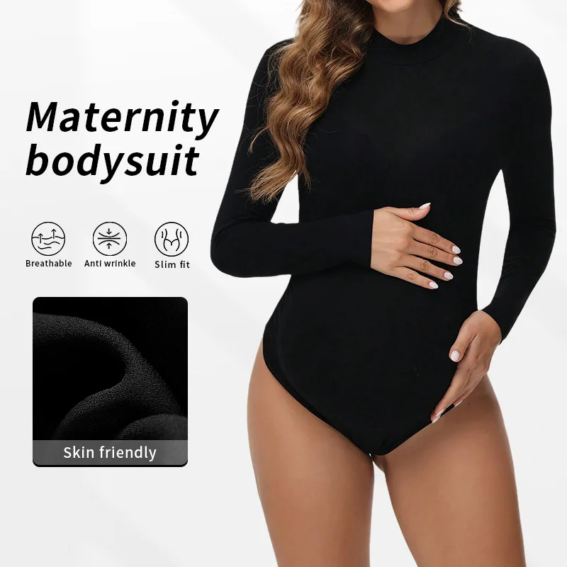 

Женская одежда, сексуальный нижний комбинезон для беременных, облегающий комбинезон с длинными рукавами и средним воротником для беременных, топ