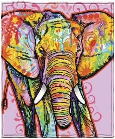 Флисовое одеяло Dawhud Direct Colorful Elephant для кровати, 75; x 90; Флисовое одеяло Queen Size Dean Russo Elephant для женщин,