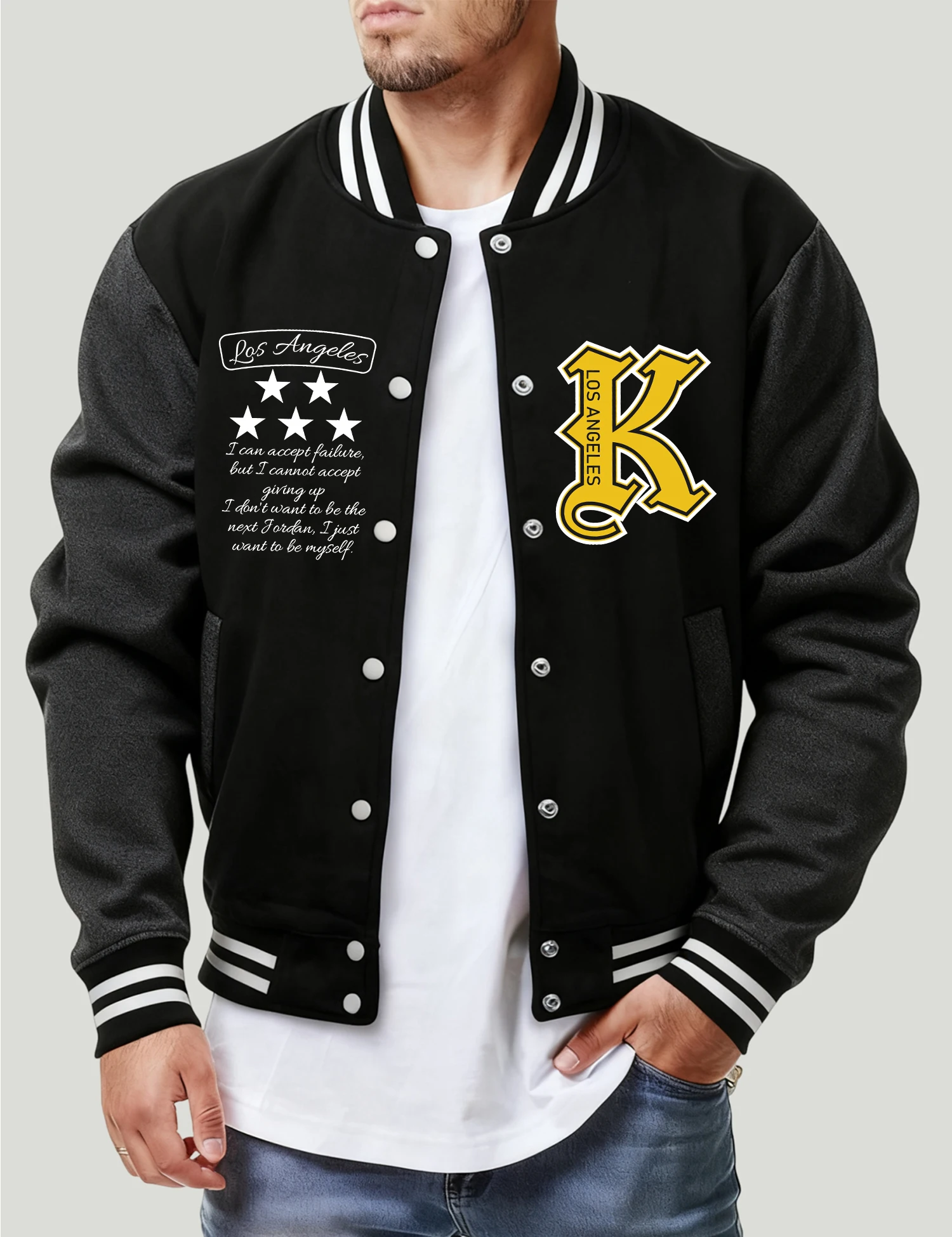

Five Pointed Star And Letter K Baseball Jersey Men Retro Soft Coat Trendy American Jackets Autumn Fleece Unisex Loose Clothing