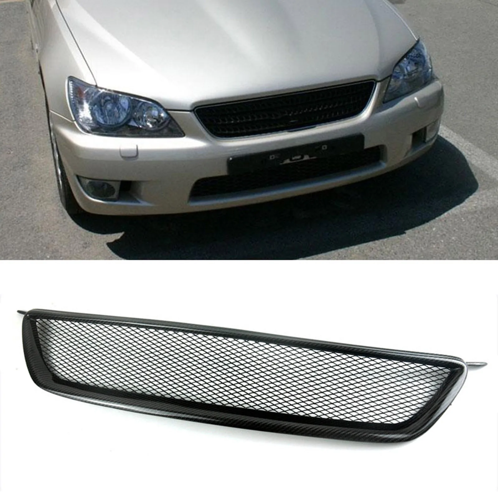 

Real Carbon Fiber Car Front Grille Racing Grill Upper Bumper Hood Air Vent Mesh Auto Kit Grid For Lexus IS200 IS300 1998-2005