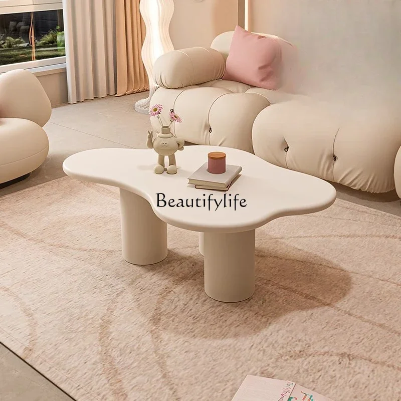 LS 04 Cloud Cream Wind طاولة القهوة الخشبية الصلبة لغرفة المعيشة على شكل خاص طاولة الرياح Wabi Sansi