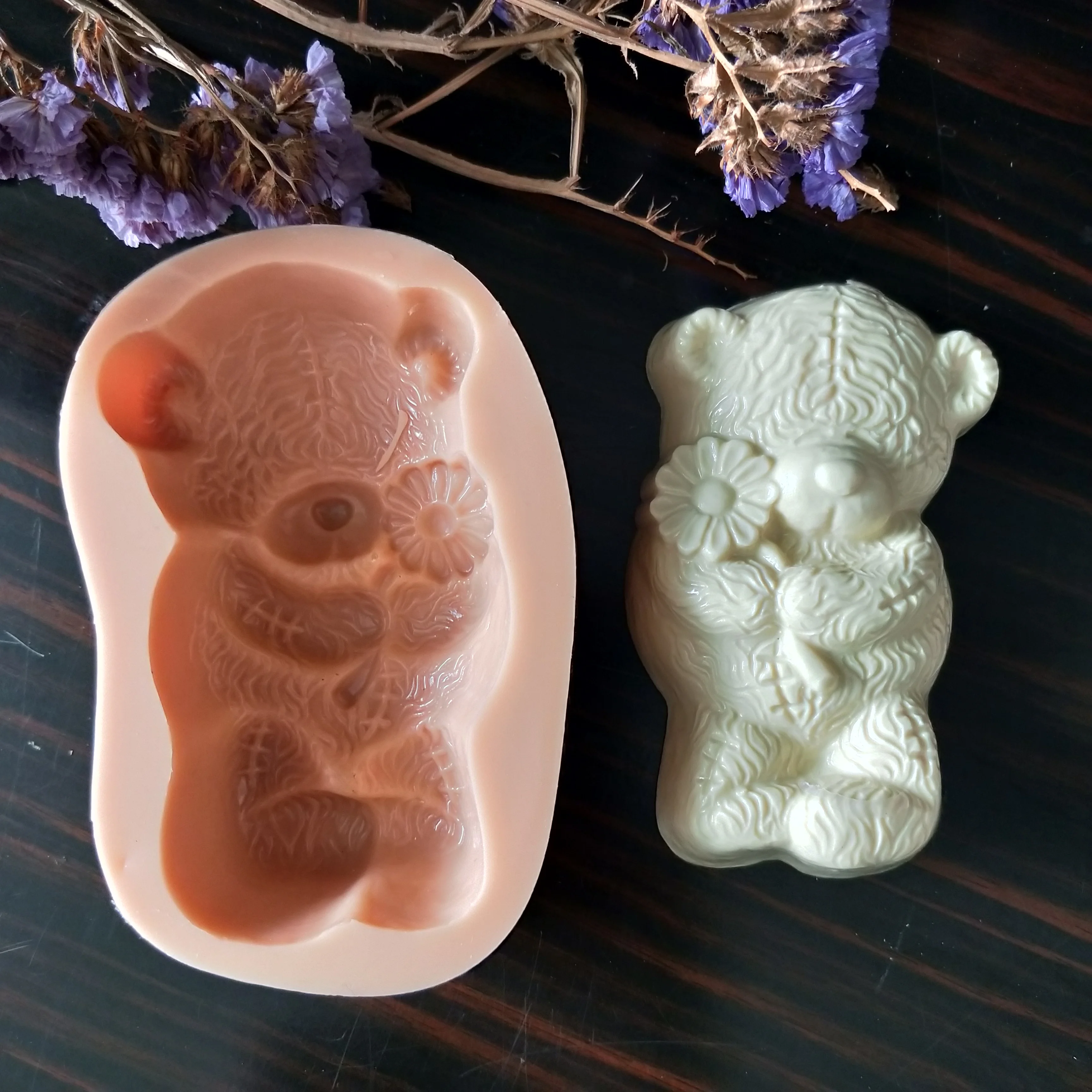 

DW0157 PRZY Mold Silicone Bouquet Sunflower Teddy Bear Soap Molds Gypsum Chocolate Candle Candy Mold Clay Resin Moulds