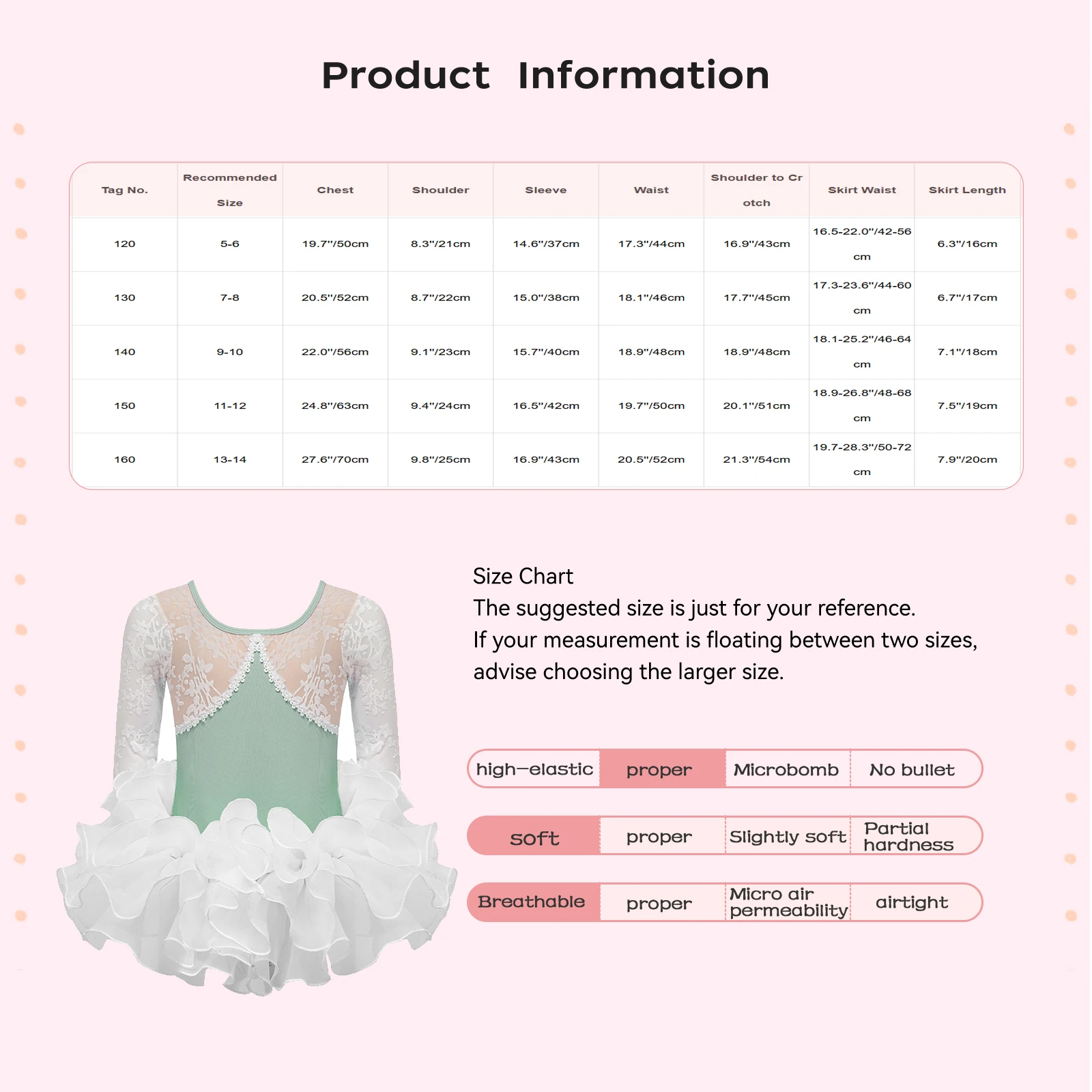 Kids Girls Ballet Dance Dress Gymnastic Leotard Lace Mesh Jacquard Long Sleeve Dance Bodysuit+Skirts Ballerina Fairy Party Dress